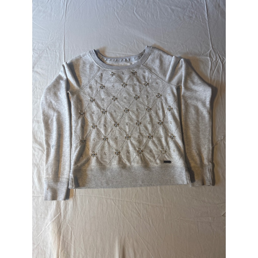 Abercrombie & Fitch Sweatshirt Womens XS Gray Rhinestone Quilted Raglan